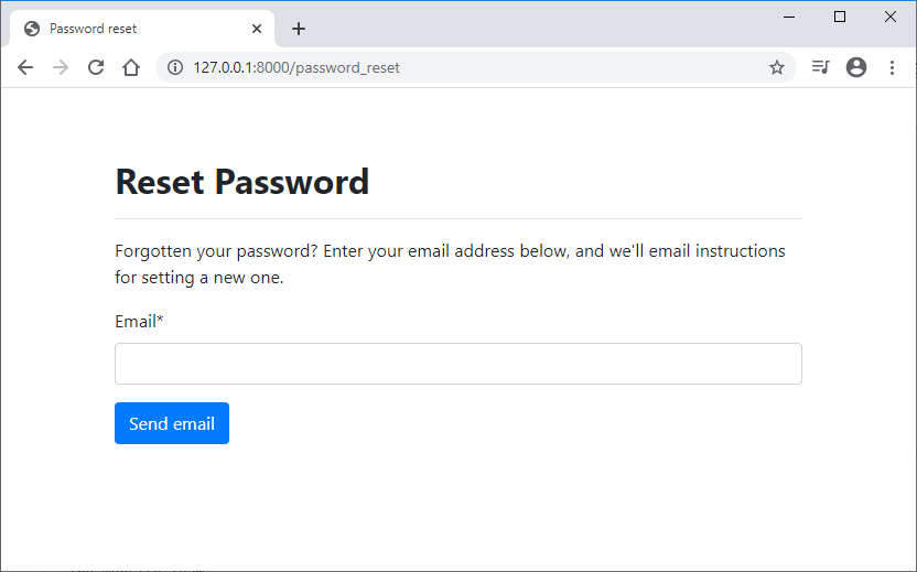 cara membuat reset password pada django
